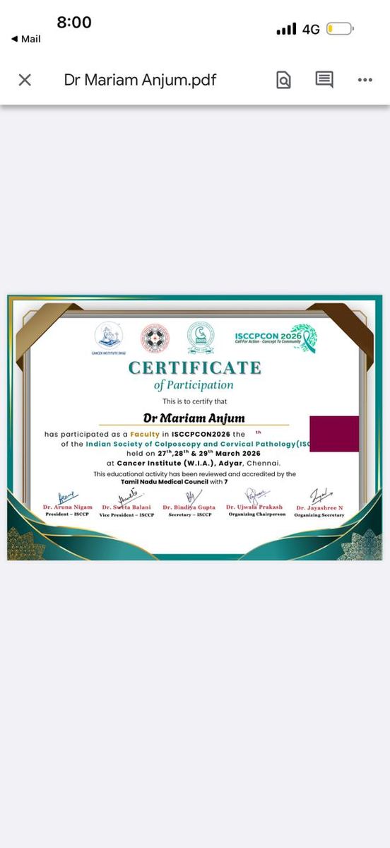 ISCCPCON 2026 Faculty Participation Certificate — Indian Society of Colposcopy and Cervical Pathology